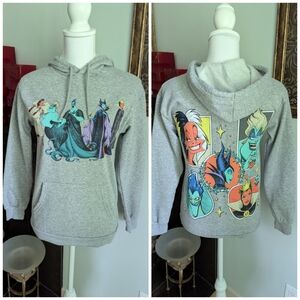 Disney Villains Women's XXS Loose Sweatshirt Hoodie Gray Cruella Ursula Hades 20